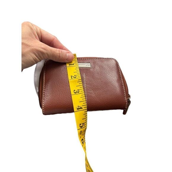 Kenneth Cole Brown Leather Zip-Around Wallet With Card Slots & Snap Pockets - Picture 9 of 11